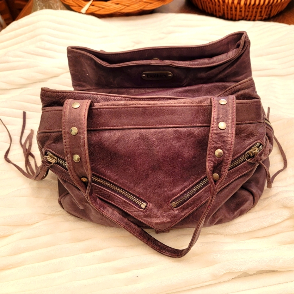 Genuine Leather Botkier Plum Grey Satchel Handbag